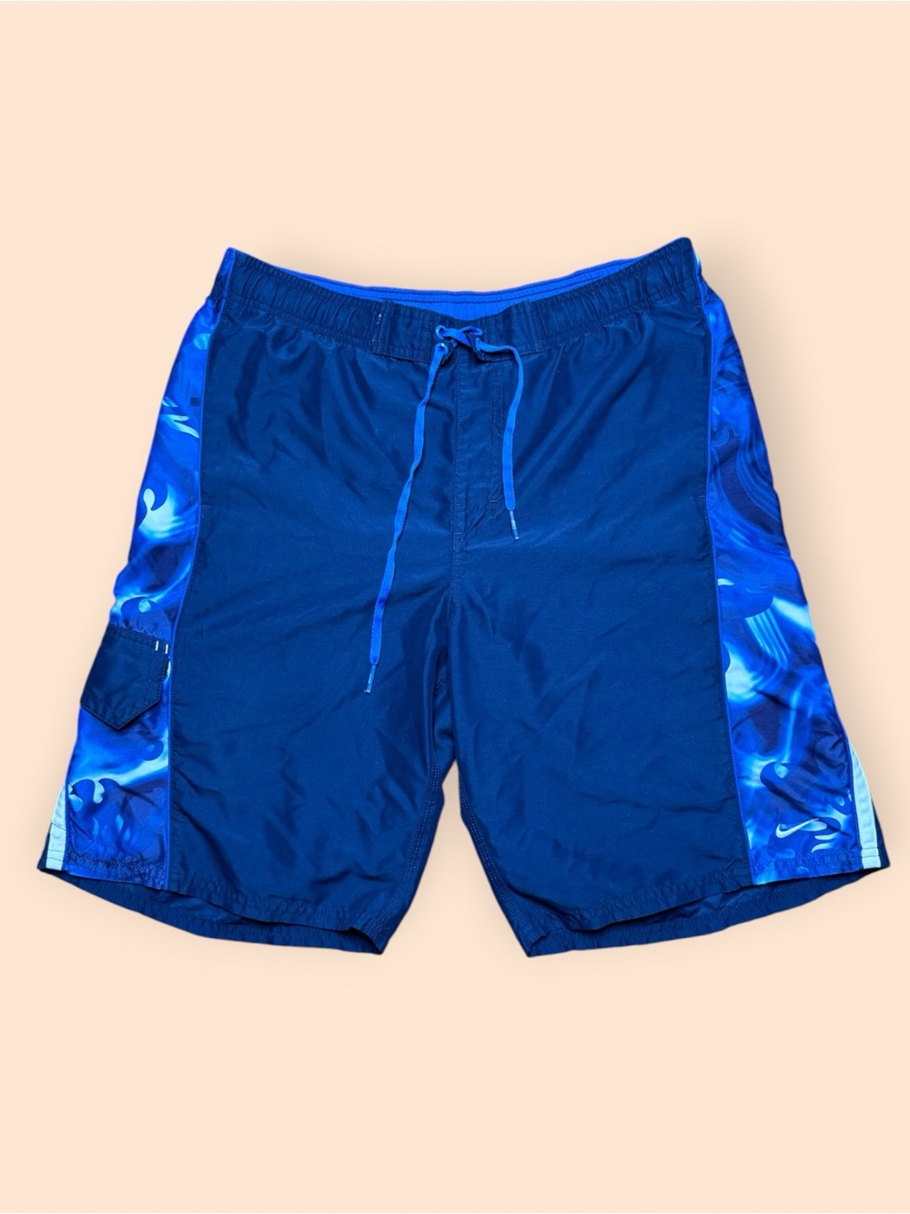 Vintage Nike Y2K Swim Shorts Men’s Medium Blue Vtg 2000s Swimming Trunks